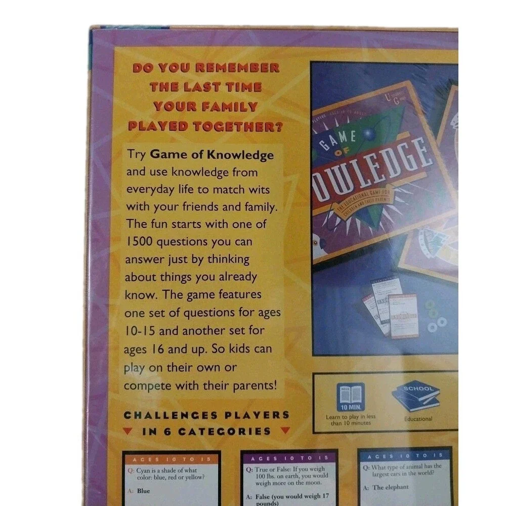 Game of Knowledge Board Game 1995 Playtoy Industries University Games New